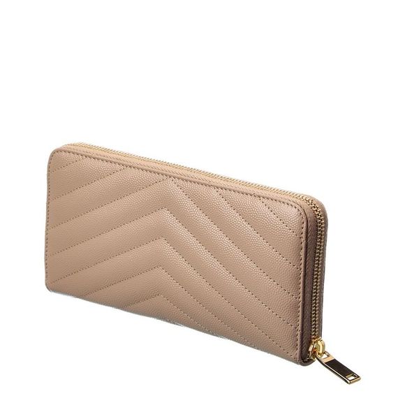 Saint Laurent Monogram Matelasse Leather Zip Around Wallet, Black - Picture 2 of 5